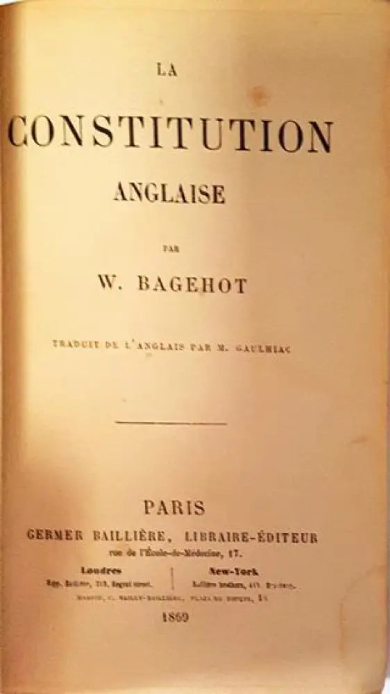 La Constitution Anglaise - W. Bagehot (1060) - Книга