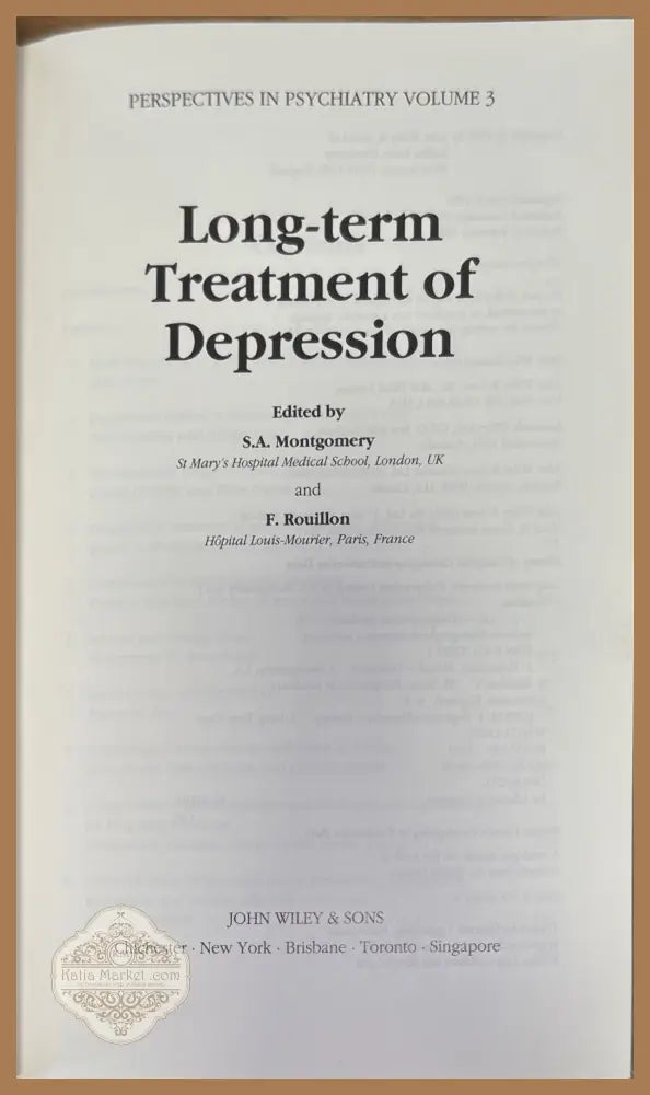 Long-term treatment of depression - S. Montgomery F. Rouillon - Книги