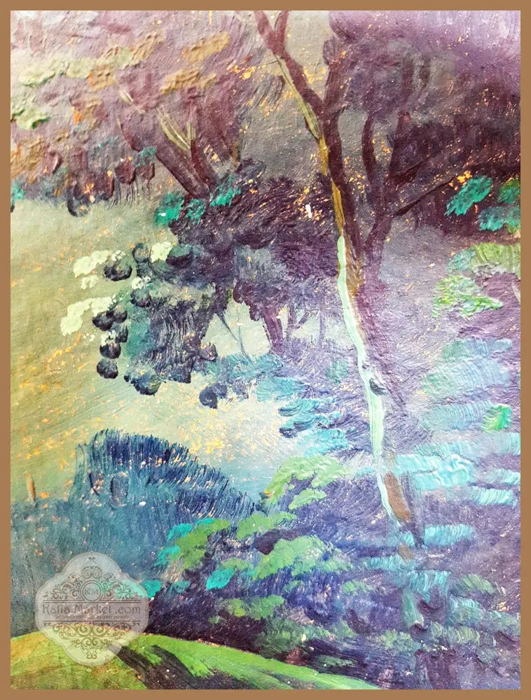 Лунен пейзаж с колиба и езеро - масло - Е. Рукова (подписана долу вдясно) - Картина