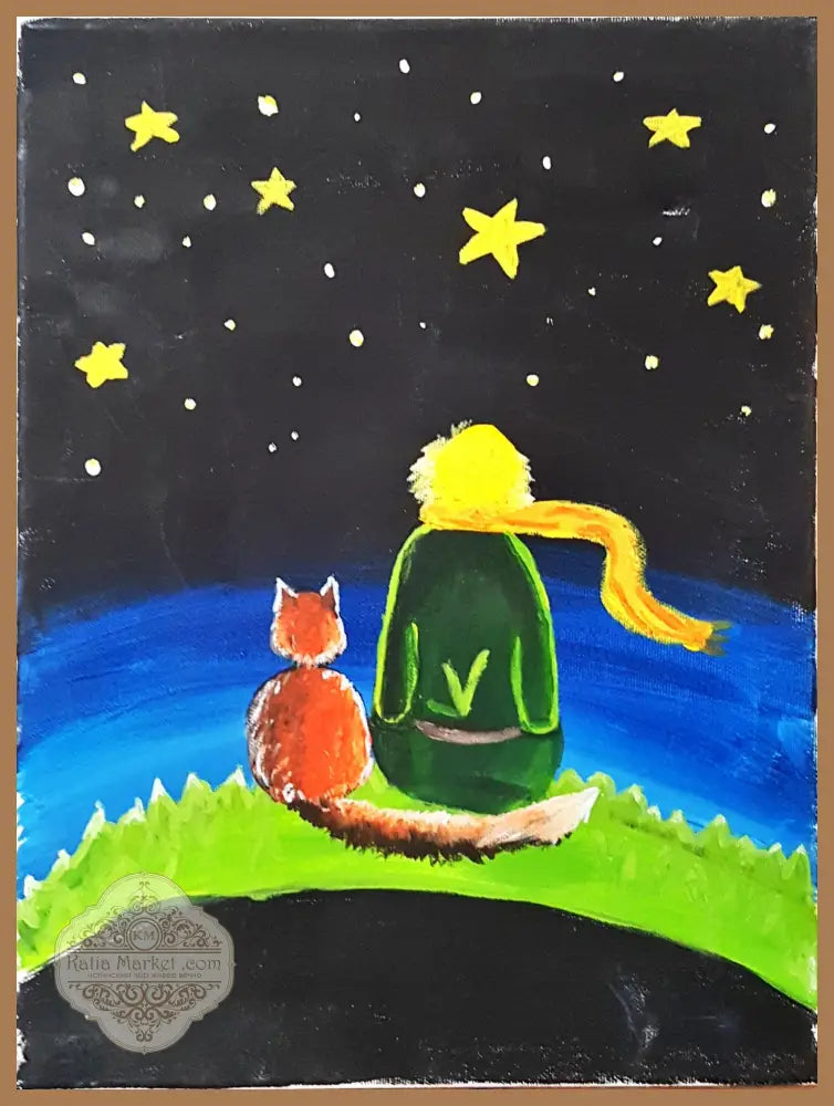 Малкият принц и лисицата - акрил - Неизвестен - Картина