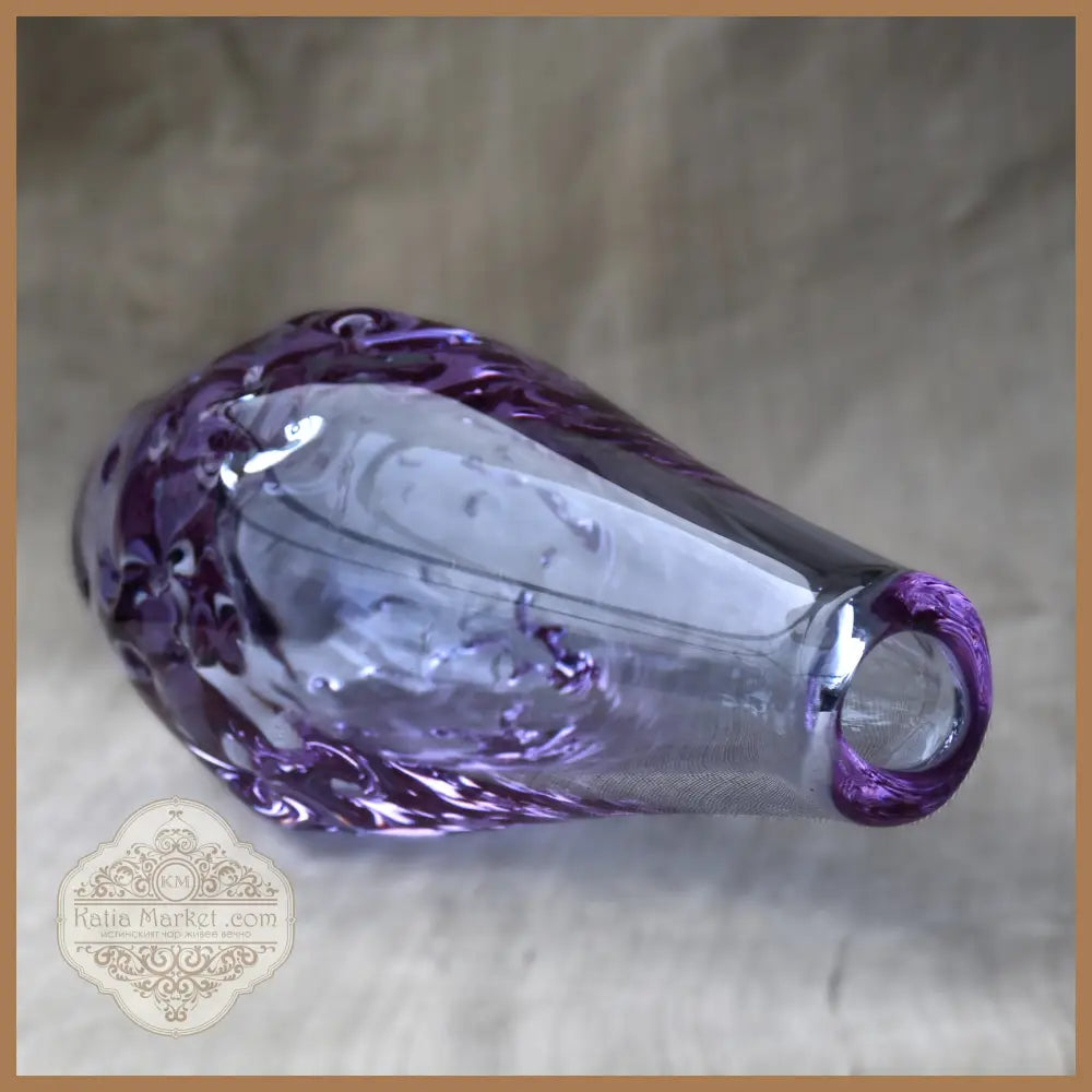 Милослав Клингер - авторска ваза неодимиево стъкло Zelezny Brod Glassworks Чехословакия 1960-те - Стъклена ваза