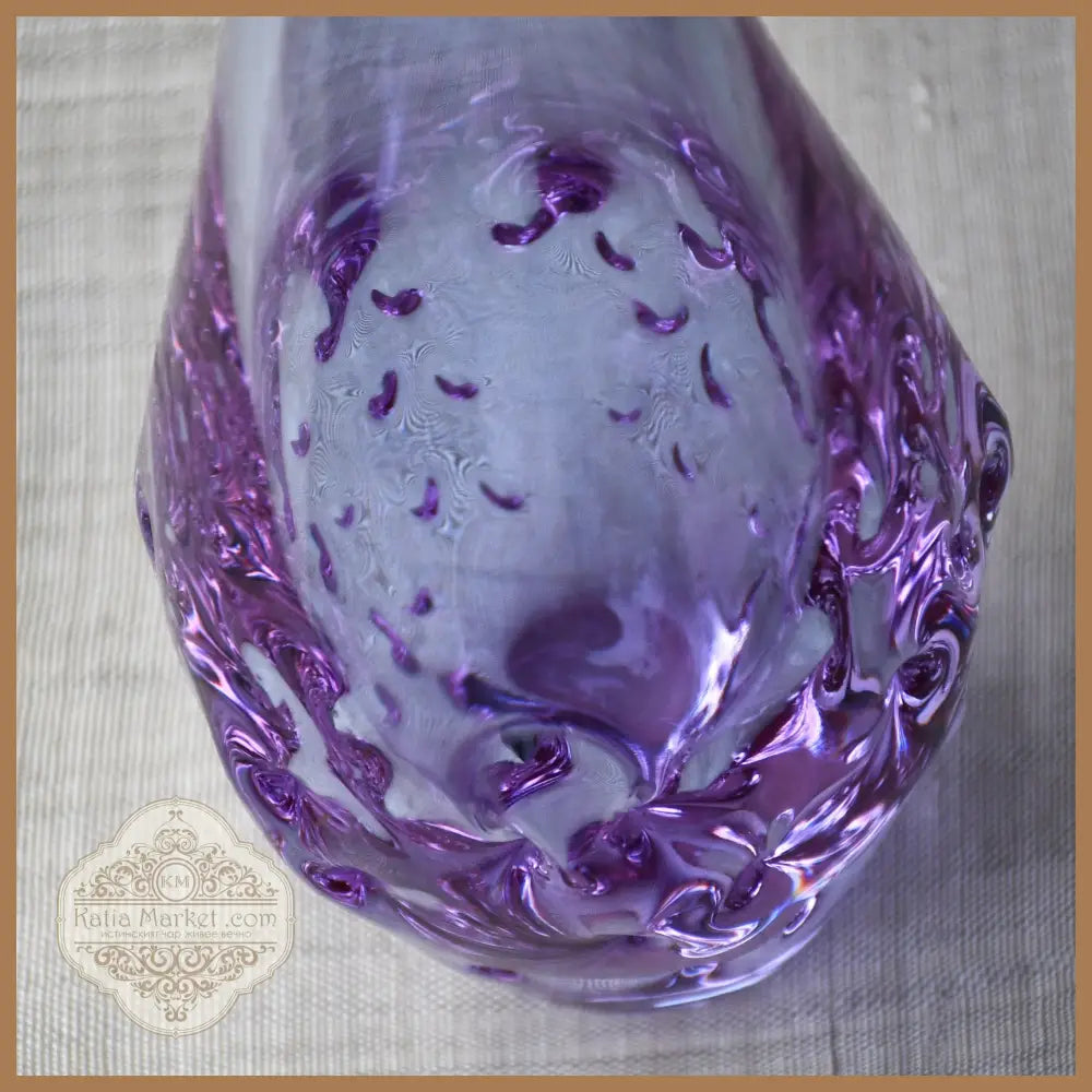 Милослав Клингер - авторска ваза неодимиево стъкло Zelezny Brod Glassworks Чехословакия 1960-те - Стъклена ваза