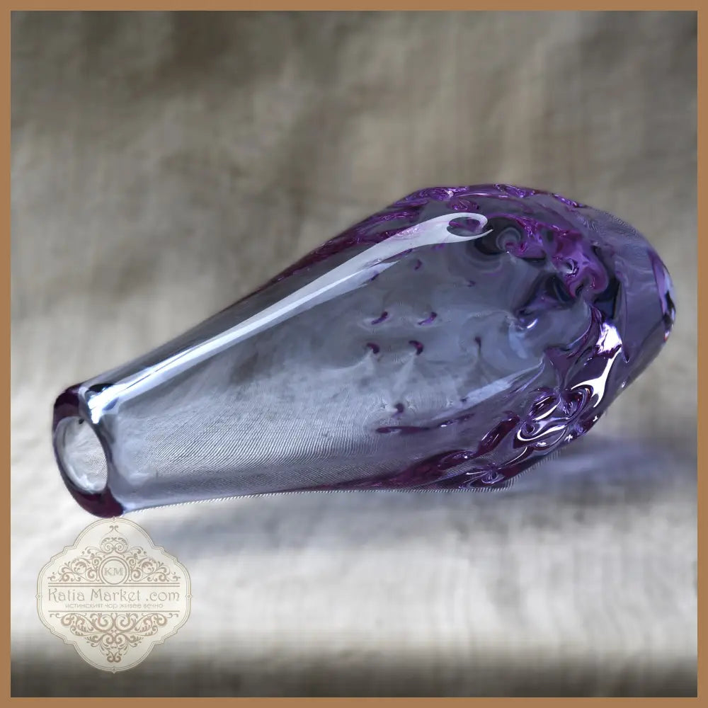 Милослав Клингер - авторска ваза неодимиево стъкло Zelezny Brod Glassworks Чехословакия 1960-те - Стъклена ваза