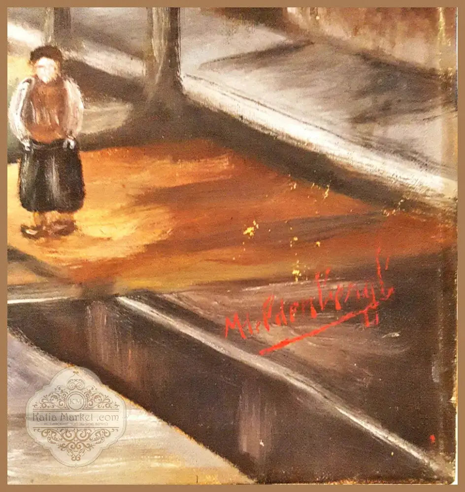 Нидерландски пейзаж с лодки- масло от неизвестен автор (1053) - Картина