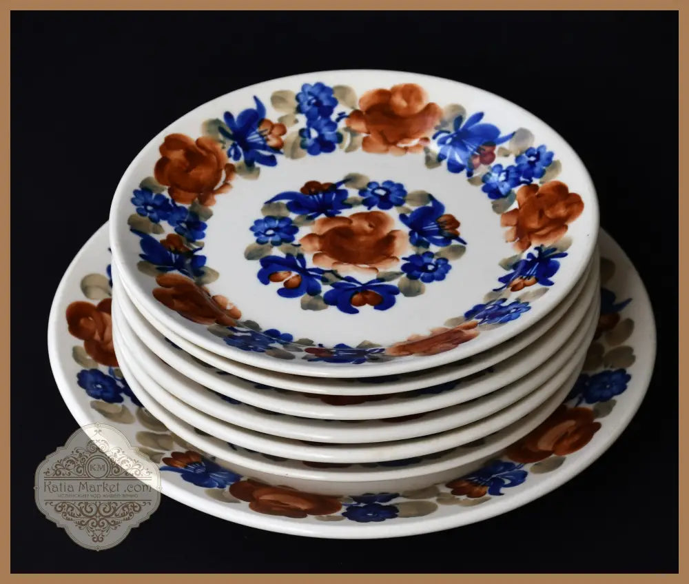 Пълен комплект ръчно рисувани чинии - antique