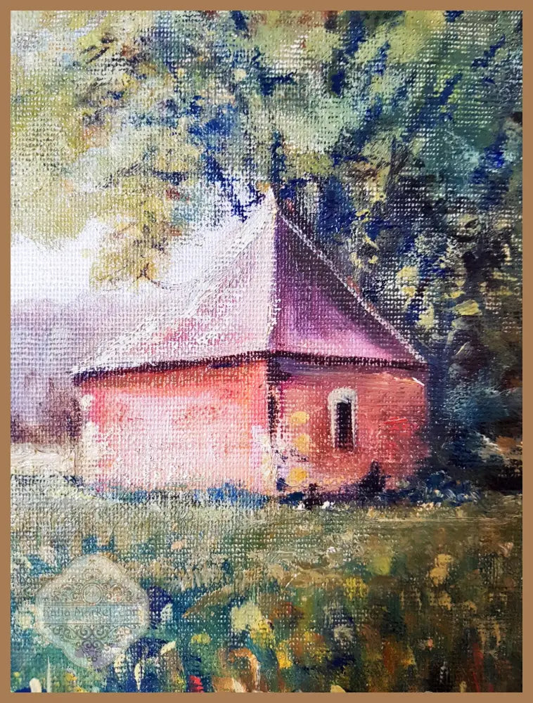 Пейзаж къща в полето- масло - Zaros - Картина