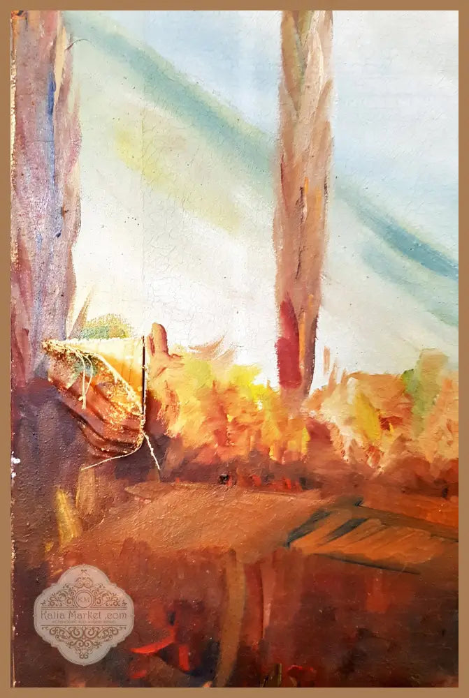 Пейзаж с езеро и тополи- масло. от Т. Русев- 1968 година - Т. Русев - Картина