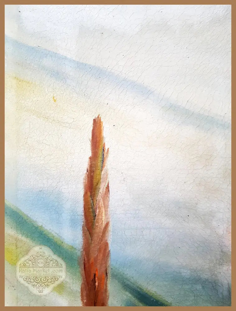 Пейзаж с езеро и тополи- масло. от Т. Русев- 1968 година - Т. Русев - Картина