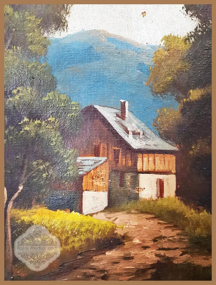 Пейзаж с къща и езеро- масло от неизвестен автор - Неизвестен автор - Картина