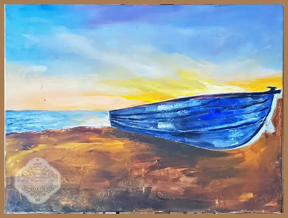 Пейзаж с лодка - Картина
