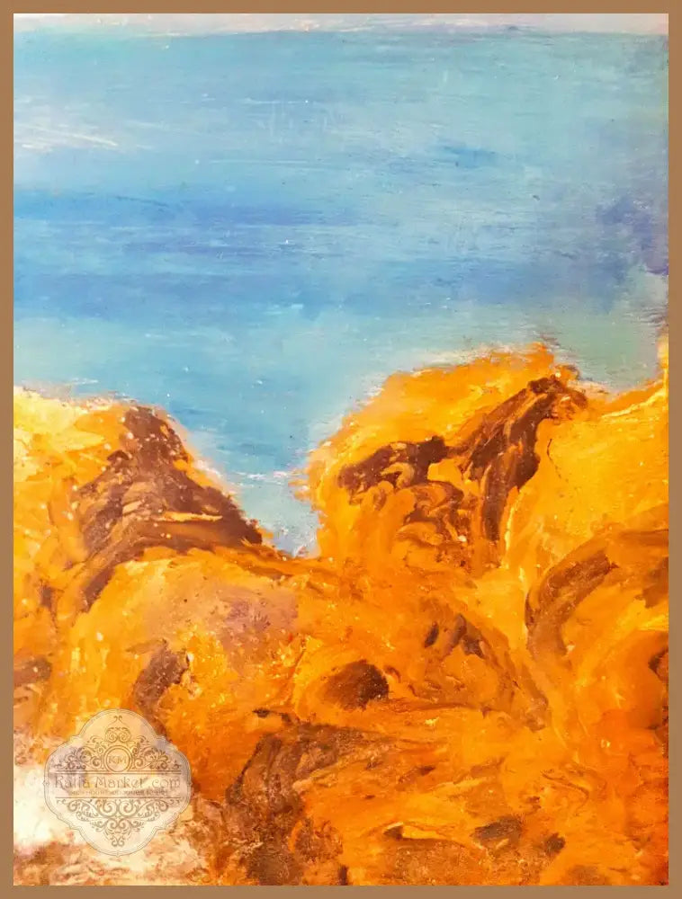 Пейзаж с морски скали, масло от неизвестен автор (1074) - Картина