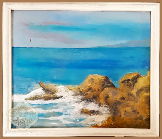 Пейзаж с морски скали, масло от неизвестен автор (1074) - Картина