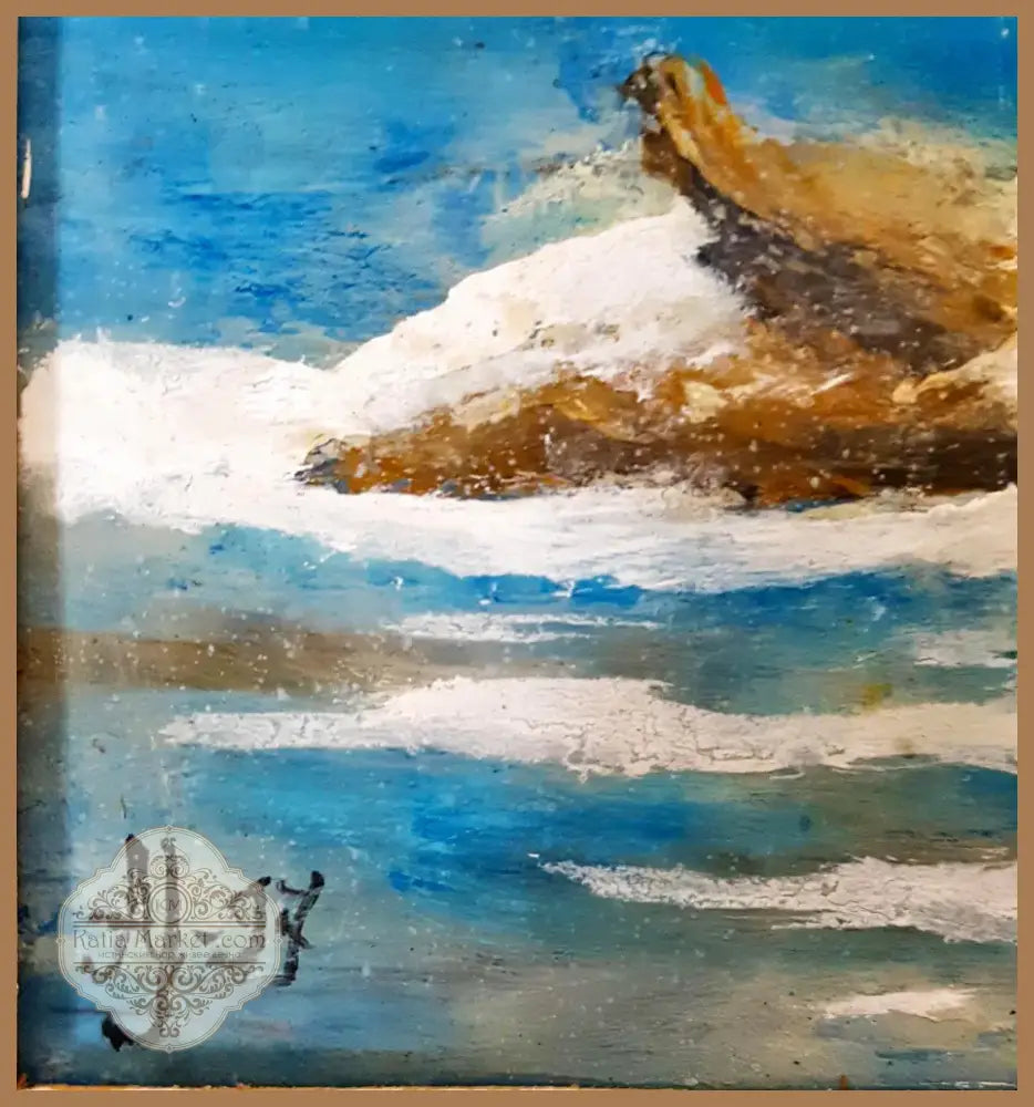 Пейзаж с морски скали, масло от неизвестен автор (1074) - Картина
