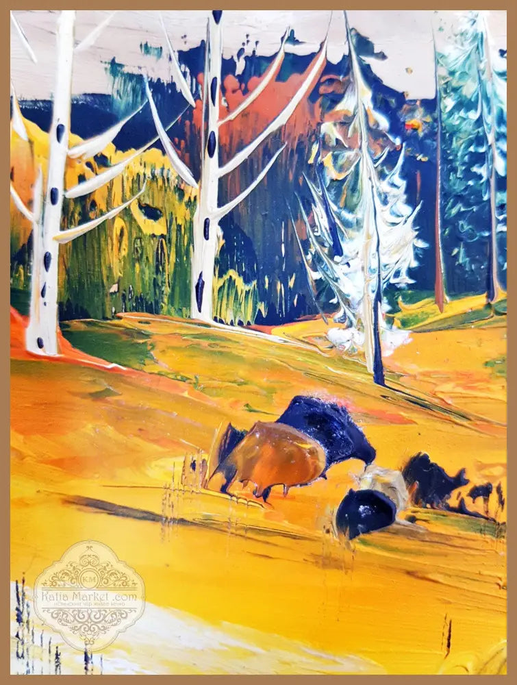 Планински есенен пейзаж- масло - Неизвестен (нечетим подпис в долния десен ъгъл) - Картина