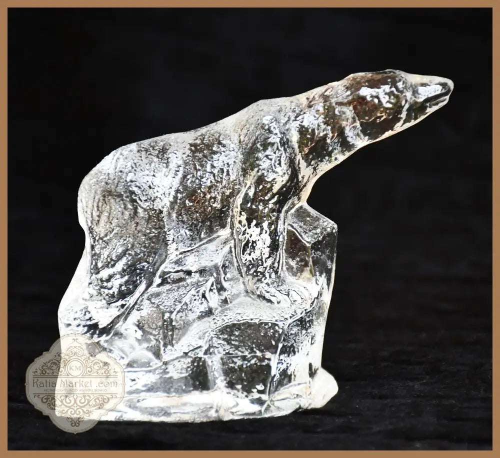 Полярна мечка - винтидж кристална скулптура от Швеция - antique