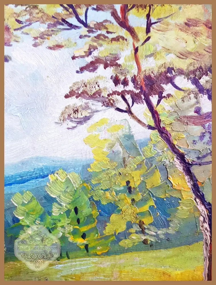 Пролетен пейзаж с река - масло - Не е посочен - Картина