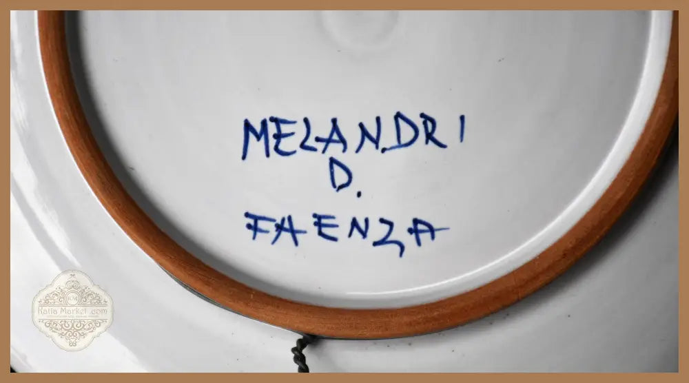 Ръчно рисувана чиния Melandri от Фаенца. Подписана. - antique