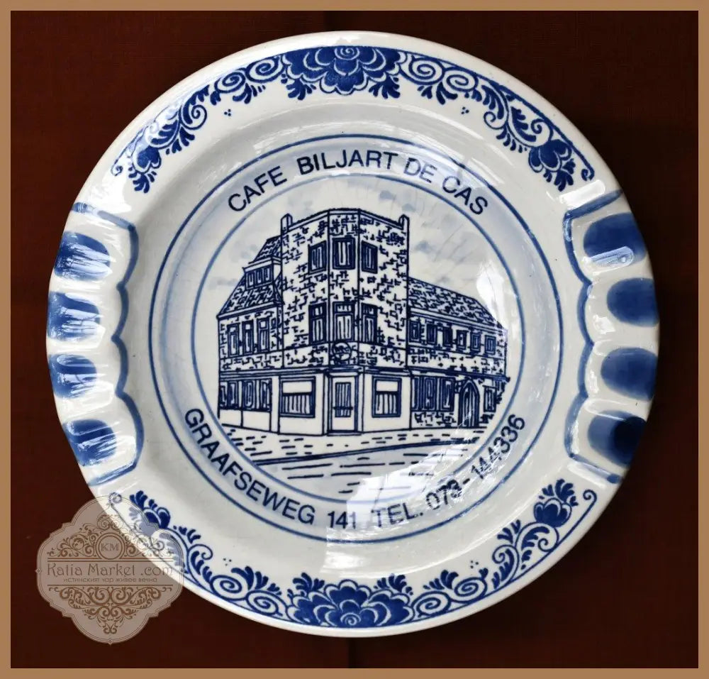 Рекламен пепелник на Delft Blue. Винтидж. - antique