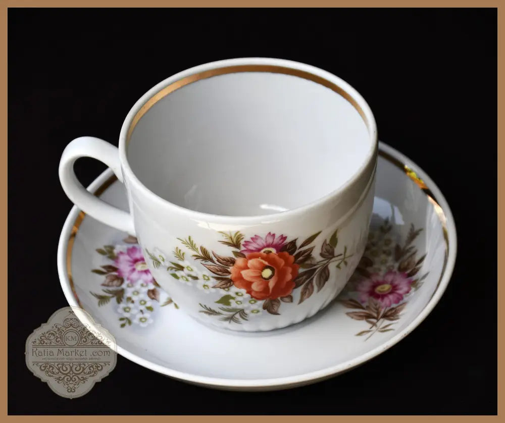 Съветски винтидж сервиз за чай - ’Dmitrovsky porcelain - Verbilki’ - antique