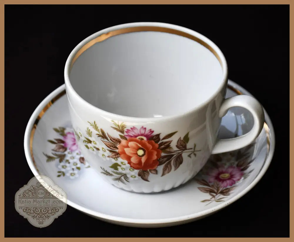 Съветски винтидж сервиз за чай - ’Dmitrovsky porcelain - Verbilki’ - antique