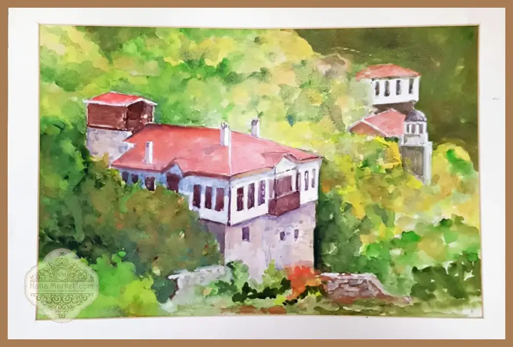 Селски пейзаж с възрожденски къщи — основна снимка