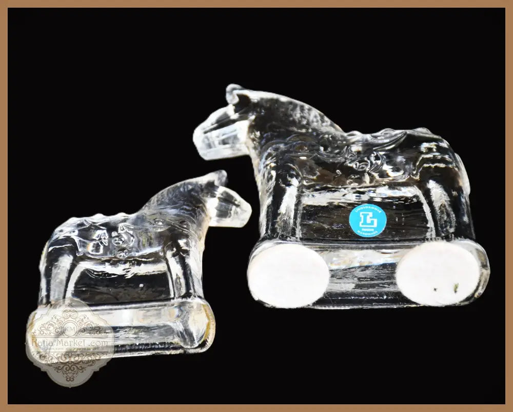Сет от две стъклени скулптури на конете Дала - Швеция. Винтидж. - antique