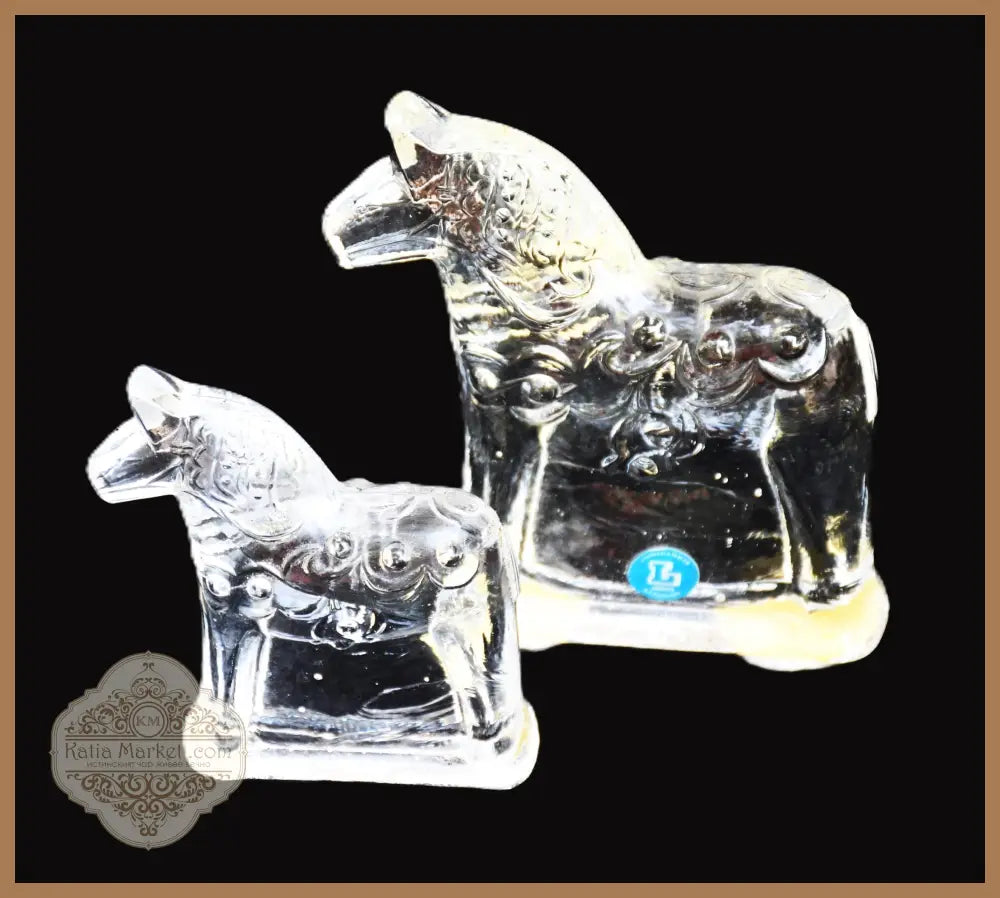 Сет от две стъклени скулптури на конете Дала - Швеция. Винтидж. - antique