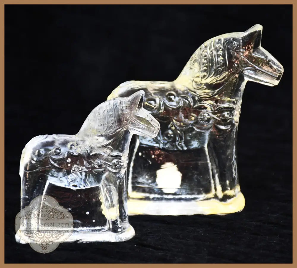 Сет от две стъклени скулптури на конете Дала - Швеция. Винтидж. - antique