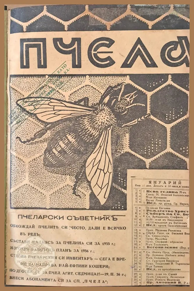 Списание ’Пчела’ година -ХХІХ януари 1936 кн. І - XII. - Книги