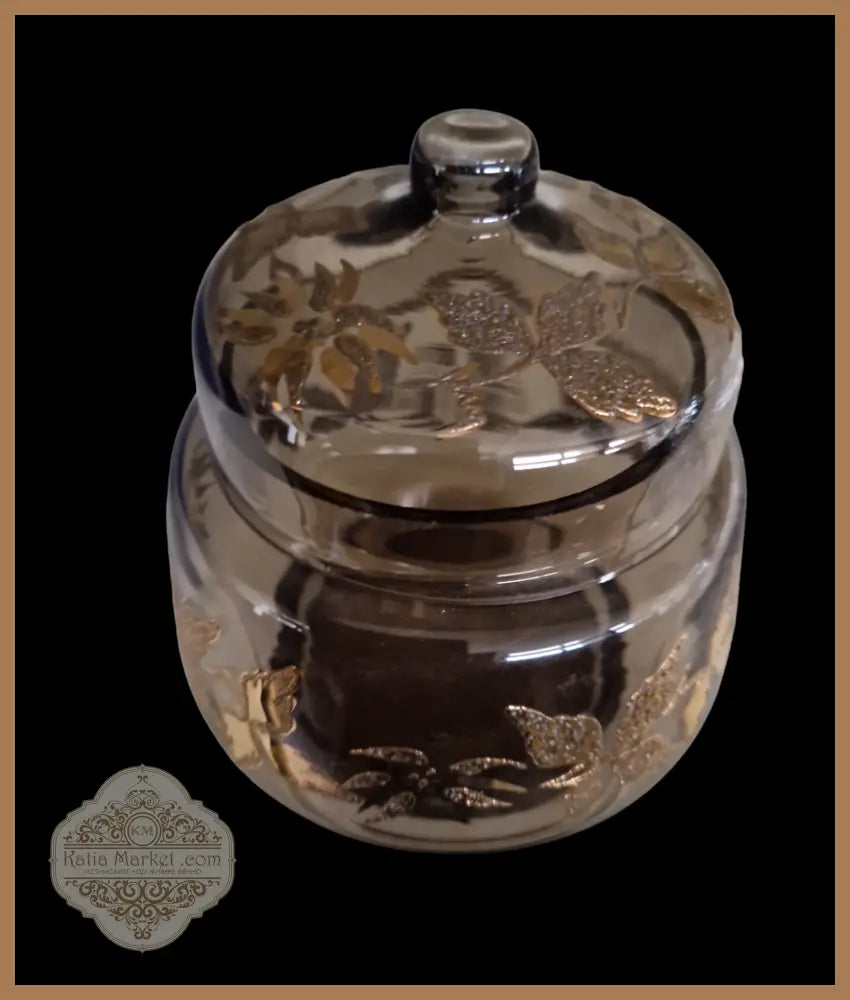 Стъклена бобониера с позлата - antique
