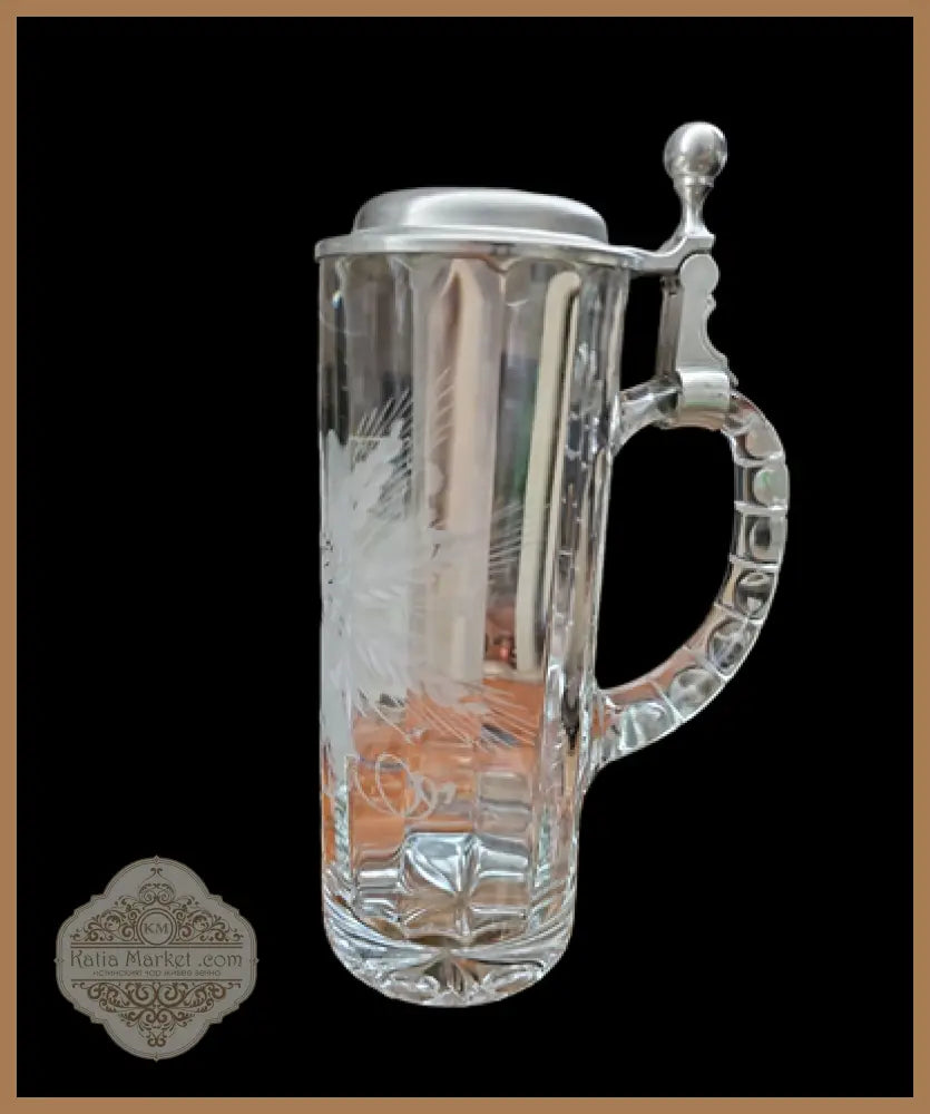 Стъклена халба с капак,вместимост 0,5L - antique