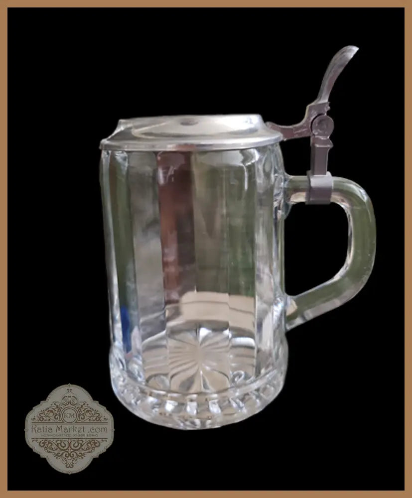 Стъклена халба с капак,вместимост 0,5L - antique