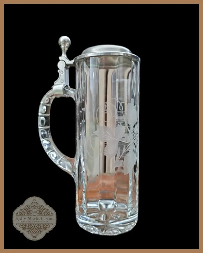 Стъклена халба с капак,вместимост 0,5L - antique