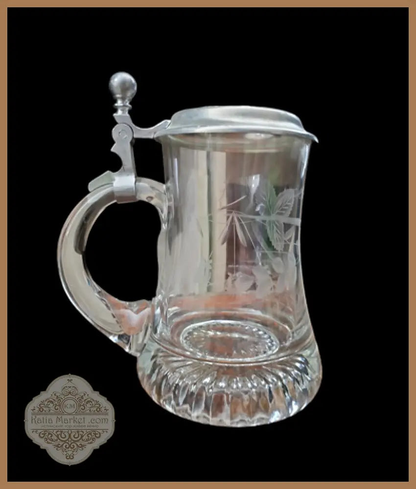 Стъклена халба с капак,вместимост 250mL - antique