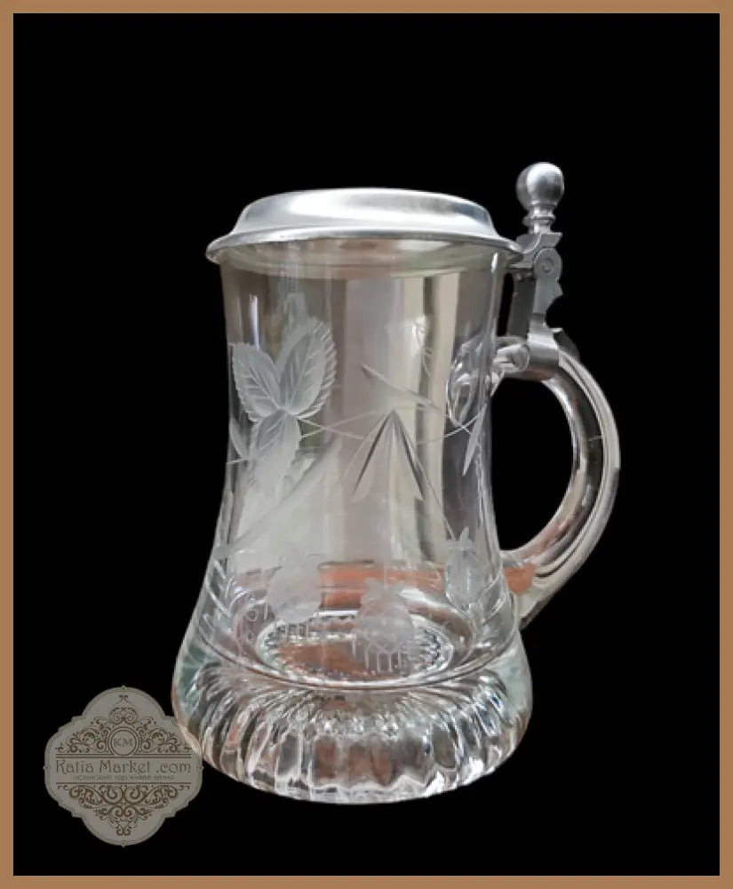 Стъклена халба с капак,вместимост 250mL - antique