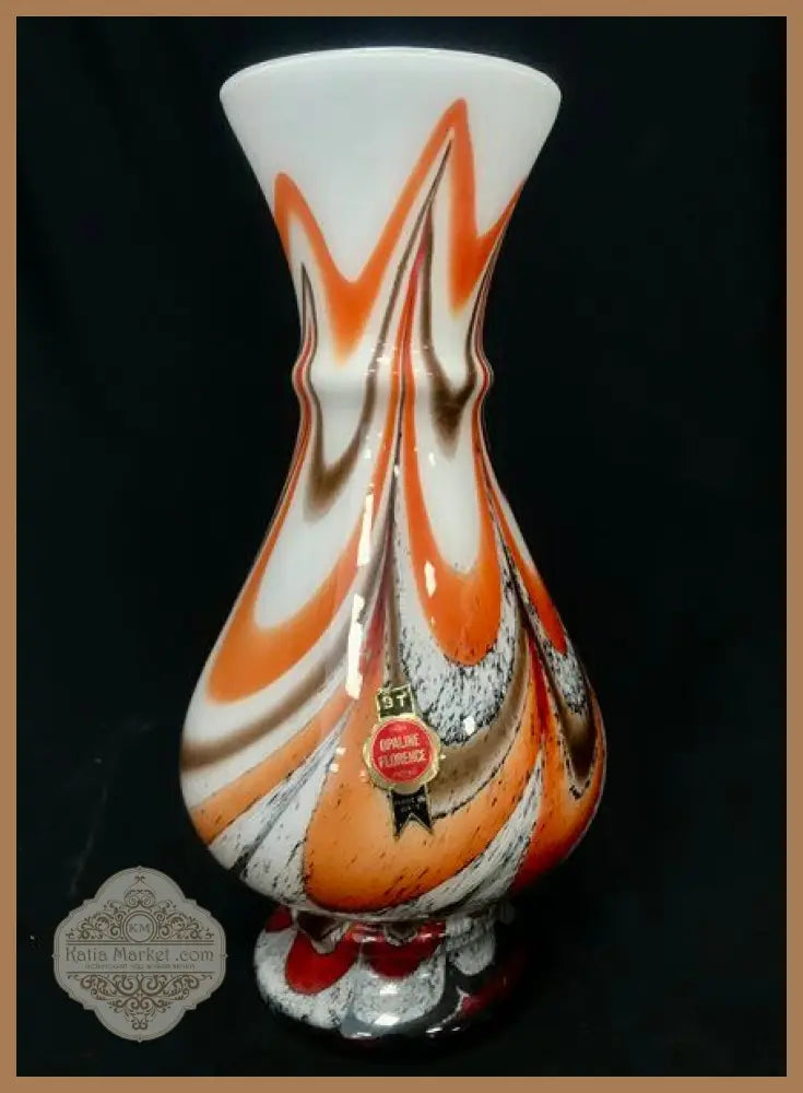 Стъклена ваза Opaline Florence Empoli Italy - antique