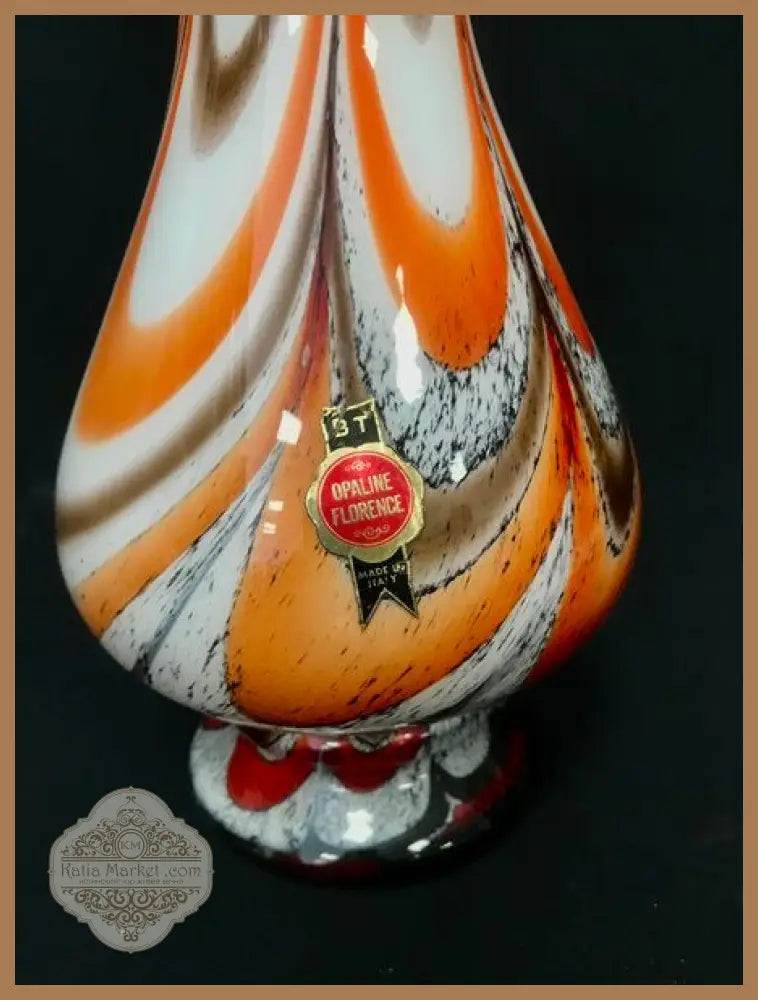 Стъклена ваза Opaline Florence Empoli Italy - antique