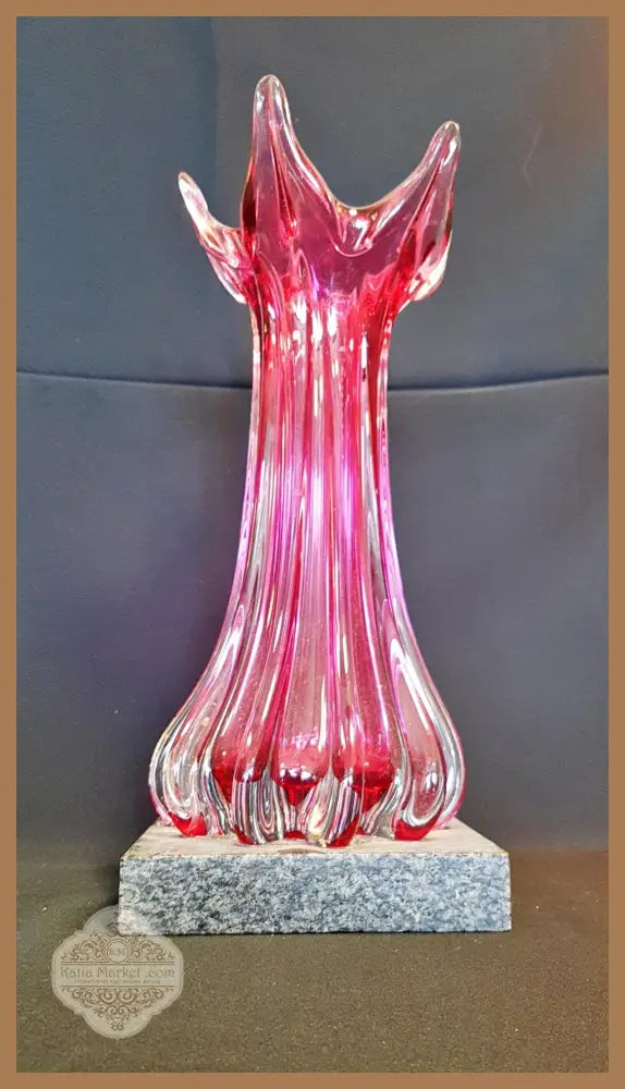 Стъклена ваза с мраморен постамент Murano - antique