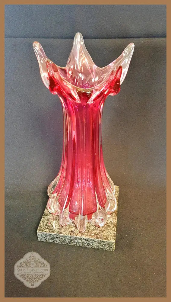 Стъклена ваза с мраморен постамент Murano - antique