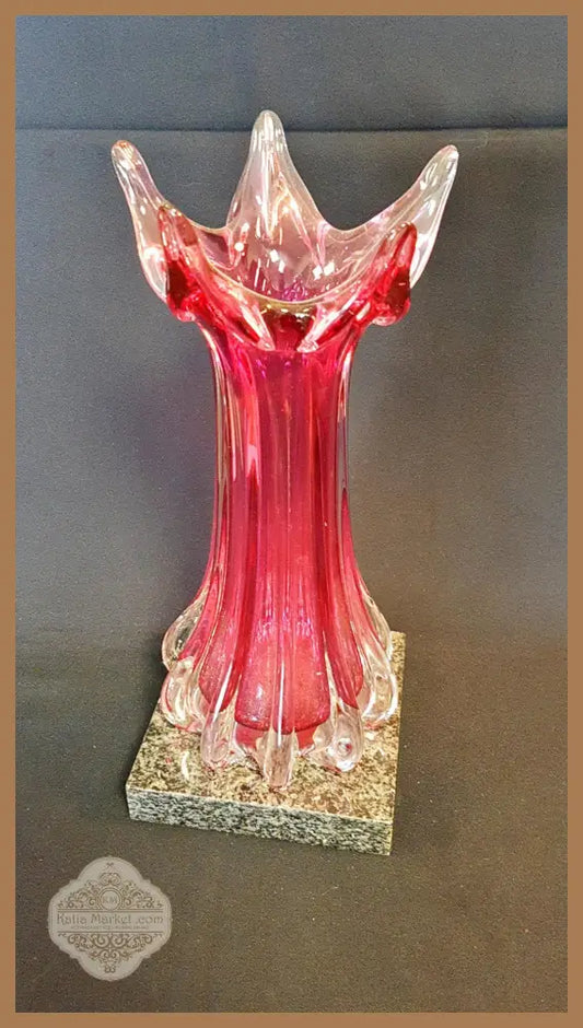 Стъклена ваза с мраморен постамент Murano - antique