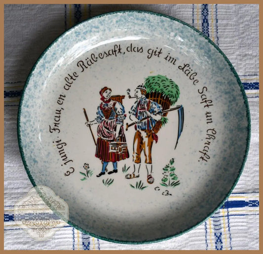 Швейцарска колекционна чиния на VSK USC. Ръчно рисувана. - antique