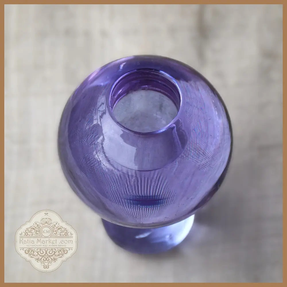 Свещник неодимиево стъкло Милослав Клингер Zelezny Brod Glasswork Чехословакия 1960-те - Стъклен свещник