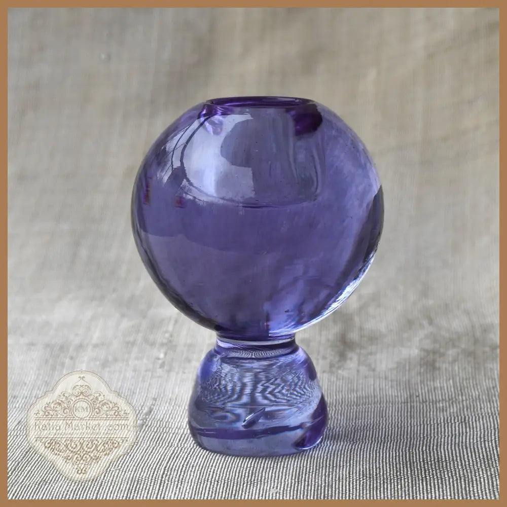 Свещник неодимиево стъкло Милослав Клингер Zelezny Brod Glasswork Чехословакия 1960-те - Стъклен свещник