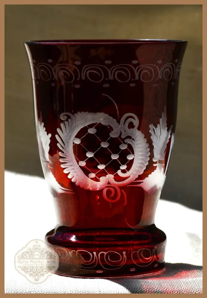 Vintage чаша Egermann - Двуслоен кристал - antique
