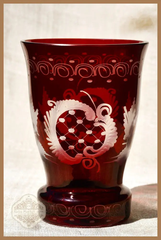 Vintage чаша Egermann - Двуслоен кристал - antique