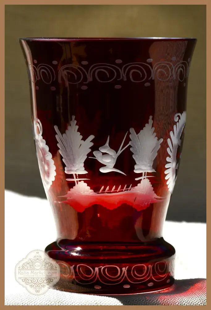Vintage чаша Egermann - Двуслоен кристал - antique