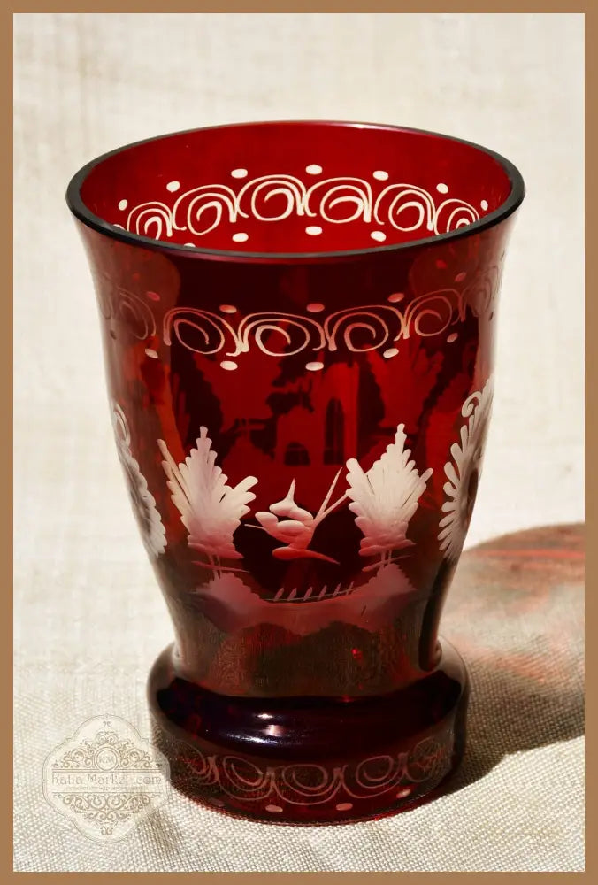 Vintage чаша Egermann - Двуслоен кристал - antique