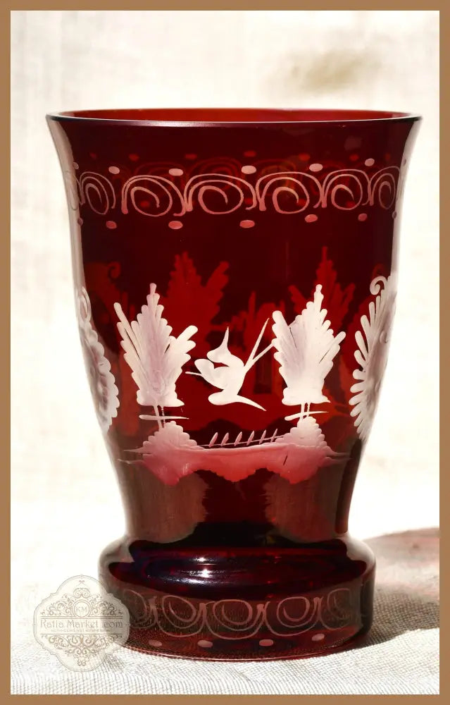 Vintage чаша Egermann - Двуслоен кристал - antique