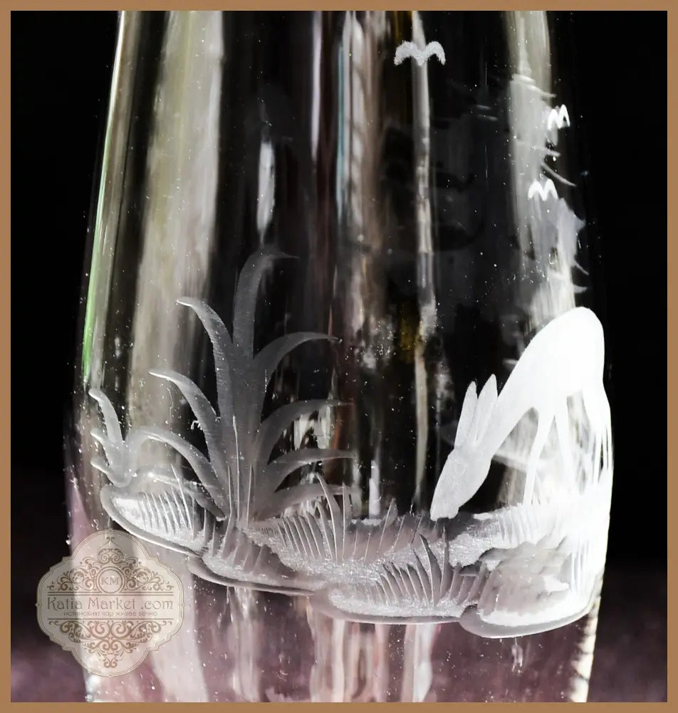 Vintage ваза ’Egermann’ - Bohemia. Ръчно гравирана. - antique