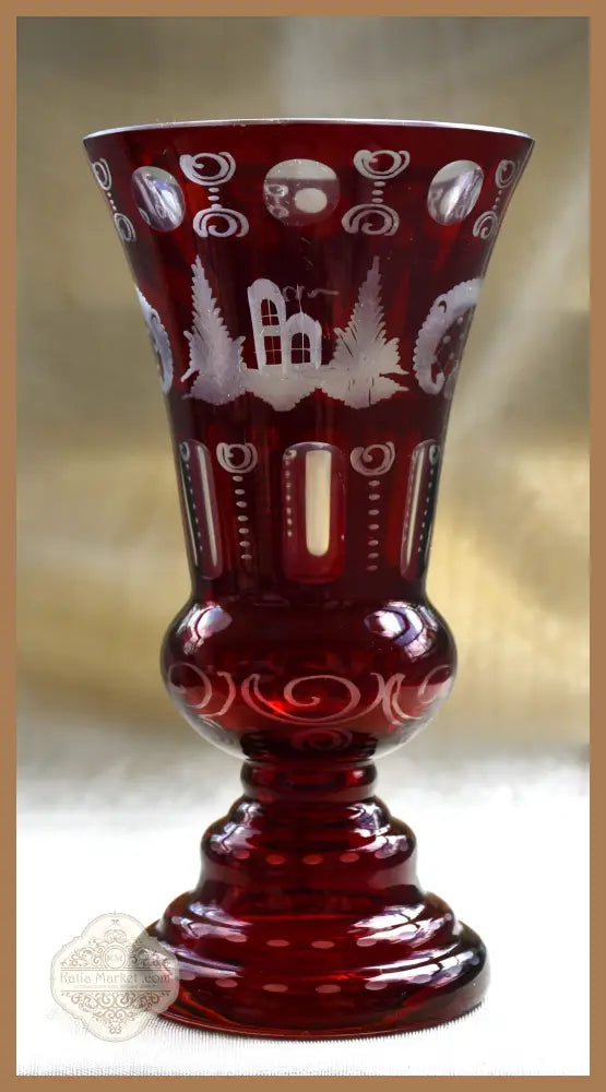 Vintage ваза Egermann - двуслоен кристал - antique